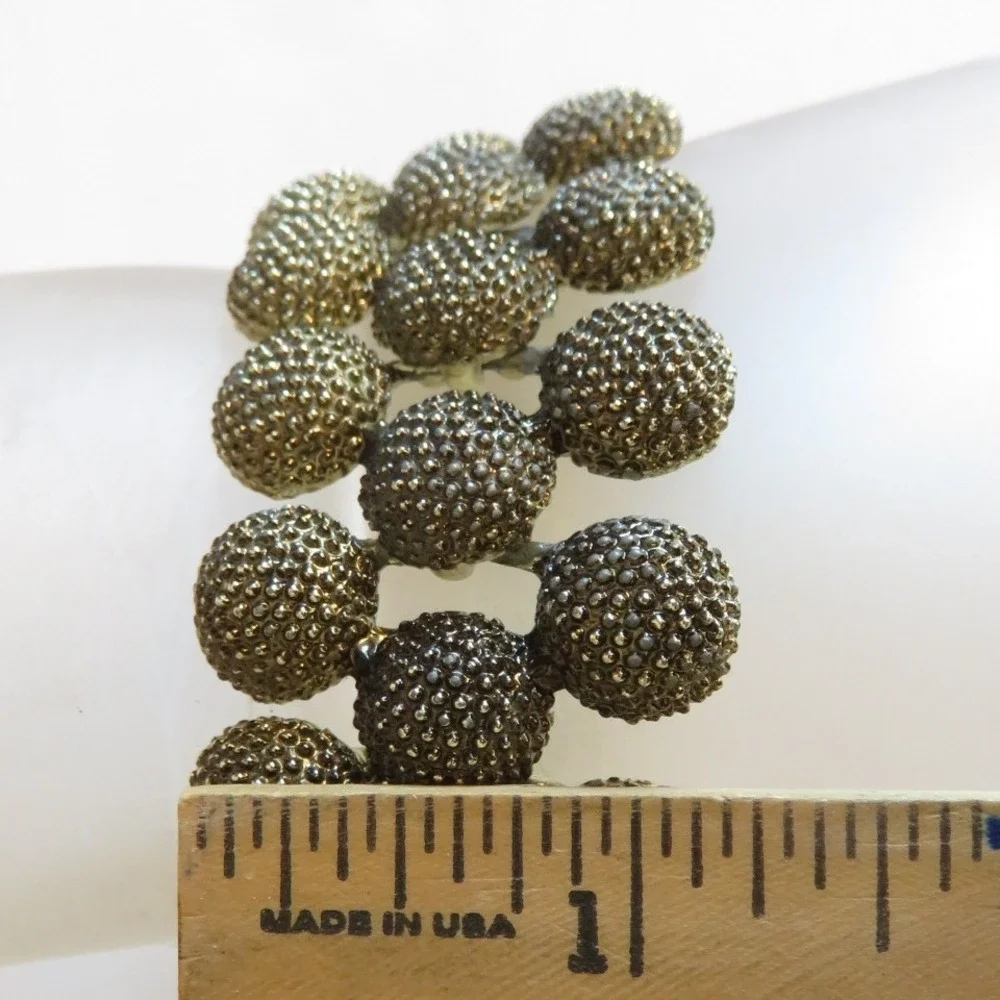 Vintage Gold‎ Tone Textured Half Bead Bracelet Women Fashion Jewelry